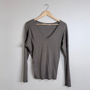 Michael Stars Off‎ the shoulder V Neck Top Metallic Bronze Women OS